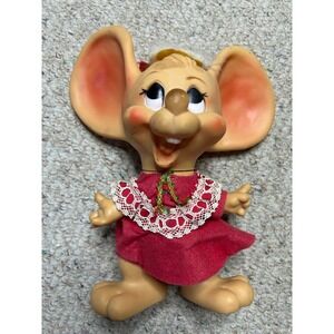 Vintage Rubber Face Mouse Doll Red‎ Dress Big Ears Cute Collectible Toy